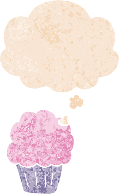 Düşünce baloncuklu çizgi film keki grunge sıkıntılı retro desenli bir insan tarafından çizilmiş