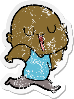 Bir insan tarafından çizilmiş mutlu, kel bir adamın sıkıntılı çıkartması.