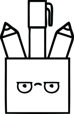 Bir insan tarafından çizilmiş kalem kabının çizgi çizimi