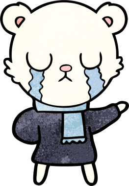 Bir insan tarafından çizilmiş ağlayan kutup ayısı çizgi filmi.