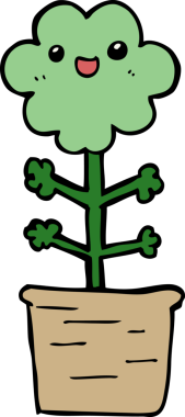 Bir insan tarafından çizilmiş karikatür çiçeği