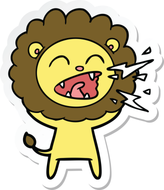 Bir insan tarafından çizilmiş kükreyen aslanın çıkartması.