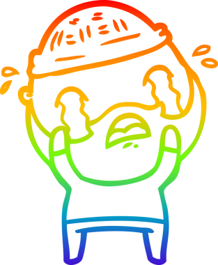 Bir insan tarafından çizilmiş ağlayan sakallı bir adamın çizimi.