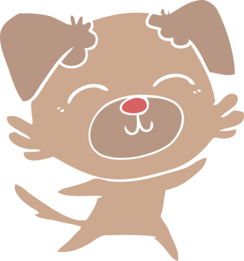 Bir insan tarafından çizilmiş düz renkli çizgi film köpeği.