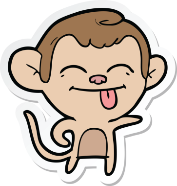 Bir insan tarafından çizilmiş komik bir maymunun çıkartması.