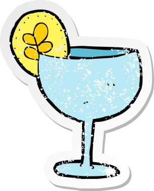 Bir insan tarafından çizilmiş karikatür kokteylinin gerilimli yapıştırması.