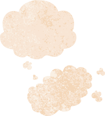 Düşünce baloncuğu ile çizgi film dumanı grunge sıkıntılı retro dokuma tarzı bir insan tarafından çizilmiş