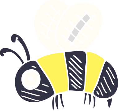 Bir insan tarafından çizilmiş karikatür endişeli arı