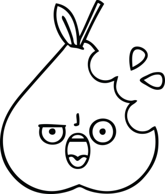 Bir insan tarafından çizilmiş yeşil bir armut çizimi.