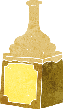 Bir insan tarafından çizilmiş viski şişesi.