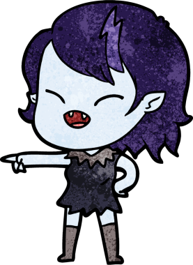 Çizgi filmdeki vampir kız bir insan tarafından çizilmiş.