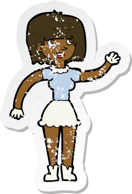 Bir insan tarafından çizilmiş bir çizgi film kızına ait gerilimli çıkartma.