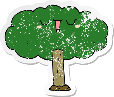 Bir insan tarafından çizilmiş karikatür ağacının sıkıntılı çıkartması.