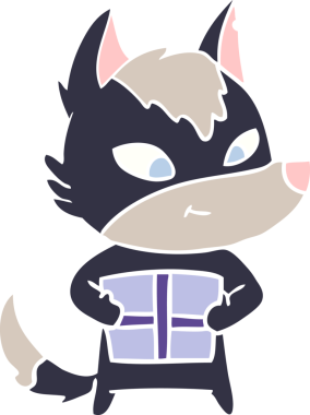 Bir insan tarafından çizilmiş düz renkli çizgi film kurdu.