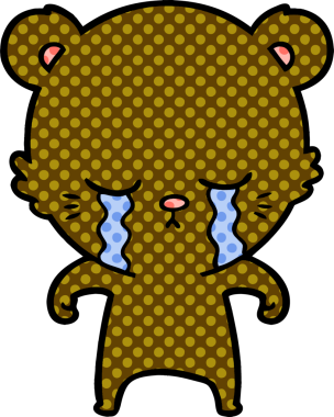 Bir insan tarafından çizilmiş ağlayan çizgi film ayısı.