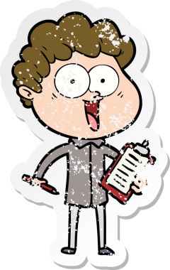 Bir insan tarafından çizilmiş mutlu bir adamın sıkıntılı çıkartması.