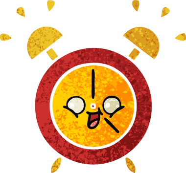 Bir insan tarafından çizilmiş alarm saatinin retro çizim tarzı karikatürü