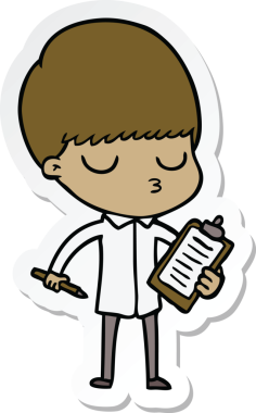 Bir insan tarafından çizilmiş sakin bir çocuğun çıkartması.