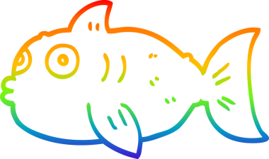 gökkuşağı gradyan çizgi çizimi bir insan tarafından çizilmiş bir balığı şaşırttı