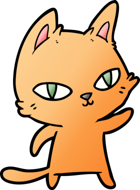 Bir insan tarafından çizilmiş çizgi film kedisi.