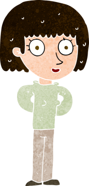 Bir insan tarafından çizilmiş, dik dik bakan bir kadın.