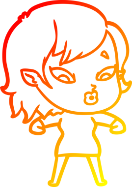 Bir insan tarafından çizilmiş sevimli bir vampir kız çizgi çizimi.