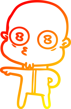 Bir insan tarafından çizilmiş garip kel bir uzay adamının sıcak çizgi çizimi