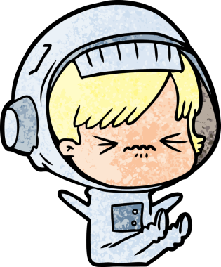 Çizgi filmdeki uzay kızı bir insan tarafından çizilmiş öfke nöbeti geçiriyor.