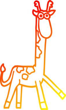 Bir insan tarafından çizilmiş komik bir zürafanın sıcak çizgi çizimi