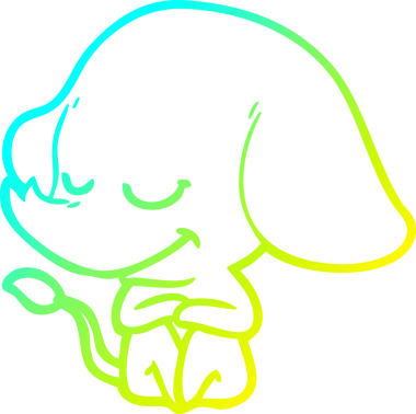 Bir insan tarafından çizilmiş gülümseyen bir filin soğuk gradyan çizimi