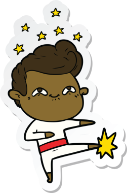 Bir insan tarafından çizilmiş heyecanlı bir adamın çıkartması.