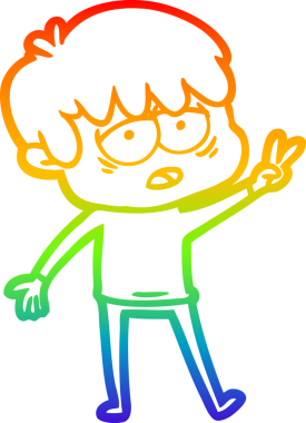 gökkuşağı gradyan çizgi çizimi bir insan tarafından çizilmiş bitkin bir çocuk