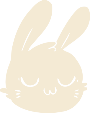 Bir insan tarafından çizilmiş düz renkli tavşan yüzü.