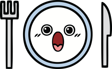 Bir insan tarafından çizilmiş yemek tabağı karikatürü.