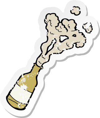 Bir insan tarafından çizilmiş karikatür su şişesinin gerilimli yapıştırması.