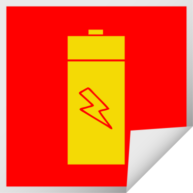 Bir insan tarafından çizilmiş bir elektrik aküsünün kare kabuk soyucu karikatürü