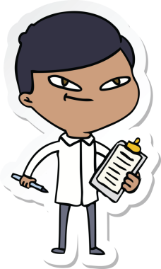 Bir insan tarafından çizilmiş bir çizgi film çocuğunun çıkartması.