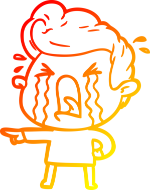 Bir insan tarafından çizilmiş, ağlayan bir çizgi film karakteri.