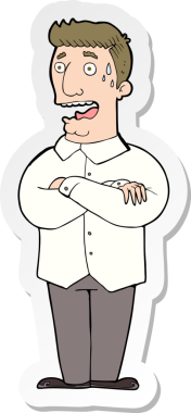 Bir insan tarafından çizilmiş gergin bir adamın çıkartması.