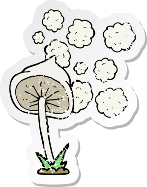 Bir insan tarafından çizilmiş karikatür mantarının gerilmiş yapıştırması.