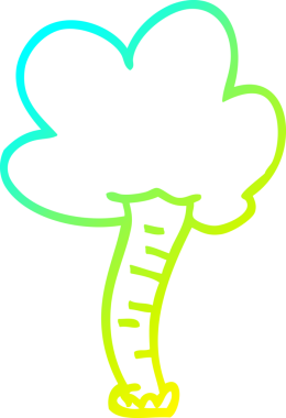 Bir insan tarafından çizilmiş bir karikatür ağacının soğuk gradyan çizimi