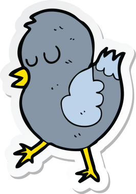 Bir insan tarafından çizilmiş çizgi film kuşunun çıkartması.