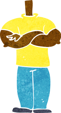 katlanmış kollu karikatür gövdesi (bir insan tarafından çizilen ve eşleştirilen karikatürler)