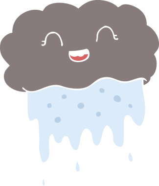 Bir insan tarafından çizilen düz renkli yağmur bulutu çizimi