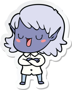 Bir insan tarafından çizilmiş bir elf kızının çıkartması.