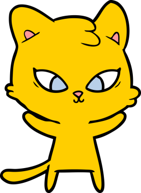 Bir insan tarafından çizilmiş sevimli çizgi film kedisi.