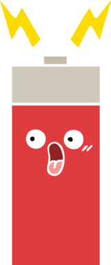 Bir insan tarafından çizilmiş düz renk retro pili.