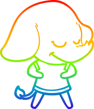 Bir insan tarafından çizilmiş gülümseyen bir filin çizgi çizimi.