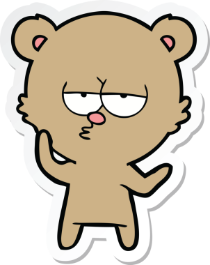 Bir insan tarafından çizilmiş sıkılmış bir ayı çizgi filminin çıkartması.