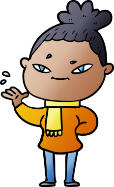 Bir insan tarafından çizilmiş karikatür kadın.